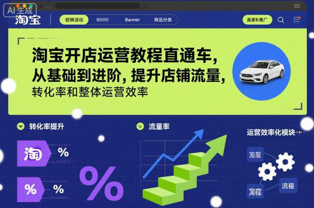淘宝开店运营教程直通车，从基础到进阶，提升店铺流量，转化率和整体运营效率（更新26年3月）——豪客资源创业项目网-豪客资源_豪客资源库