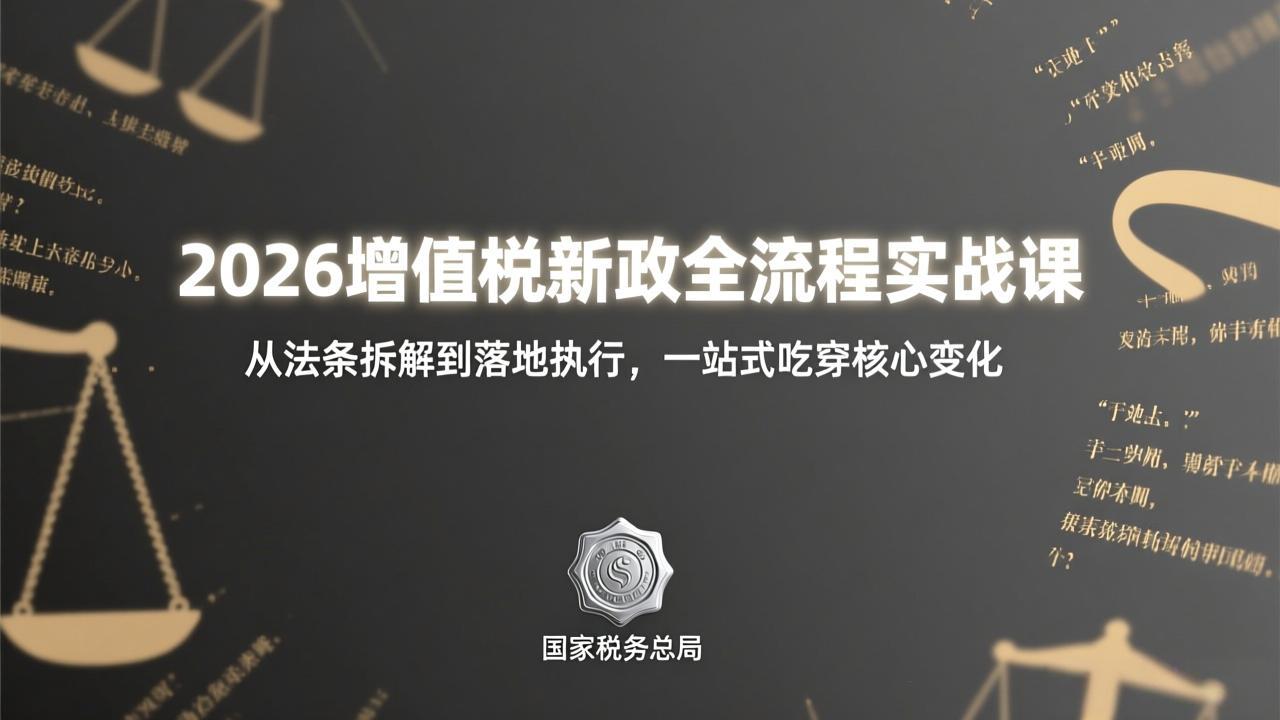 （17529期）2026增值税新政全流程实战课：从法条拆解到落地执行，一站式吃透核心变化_豪客资源创业项目网-豪客资源_豪客资源库