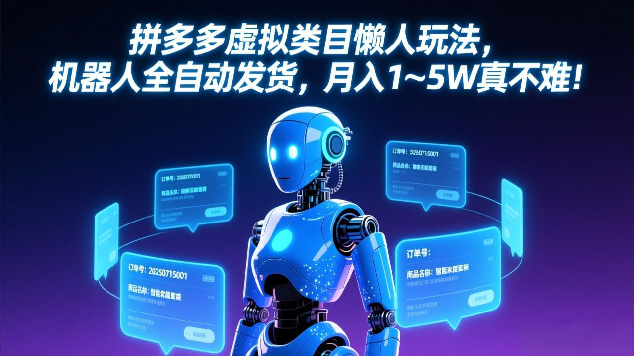 （17547期）拼多多虚拟类目懒人玩法，机器人全自动发货，月入 1-5W 真不难！_豪客资源创业项目网-豪客资源_豪客资源库
