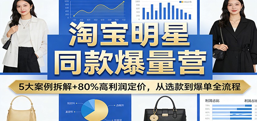 淘宝明星同款爆量营:5大案例拆解+80%高利润定价,从选款到爆单全流程_豪客资源创业网-豪客资源_豪客资源库
