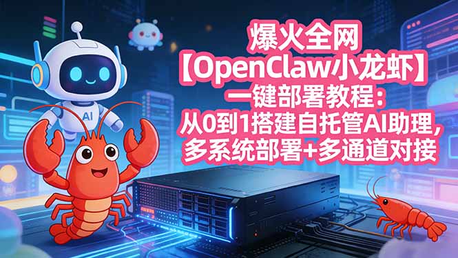 （17612期）爆火全网【OpenClaw 小龙虾】一键部署教程：从0到1搭建自托管AI助理，多系统部署+多通道对接_豪客资源创业项目网-豪客资源_豪客资源库