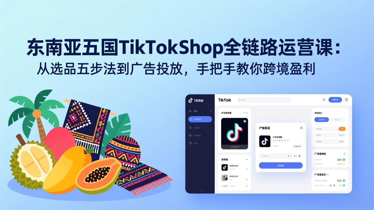 (17511期)东南亚五国TikTok Shop全链路运营课:从选品五步法到广告投放,手把手教你跨境盈利_豪客资源创业项目网-豪客资源_豪客资源库