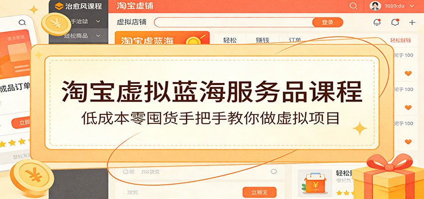 淘宝虚拟蓝海服务品课程：低成本零囤货手把手教你做虚拟项目_豪客资源创业网-豪客资源_豪客资源库