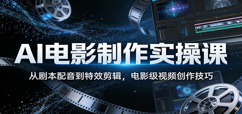 AI电影制作实操课：从剧本配音到特效剪辑，电影级视频创作技巧_豪客资源创业网-豪客资源_豪客资源库