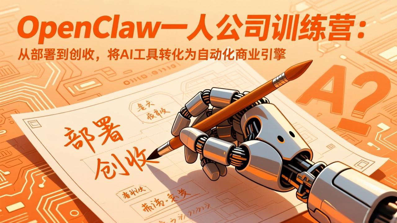 (17540期)OpenClaw一人公司训练营:从部署到创收,将AI工具转化为自动化商业引擎_豪客资源创业项目网-豪客资源_豪客资源库