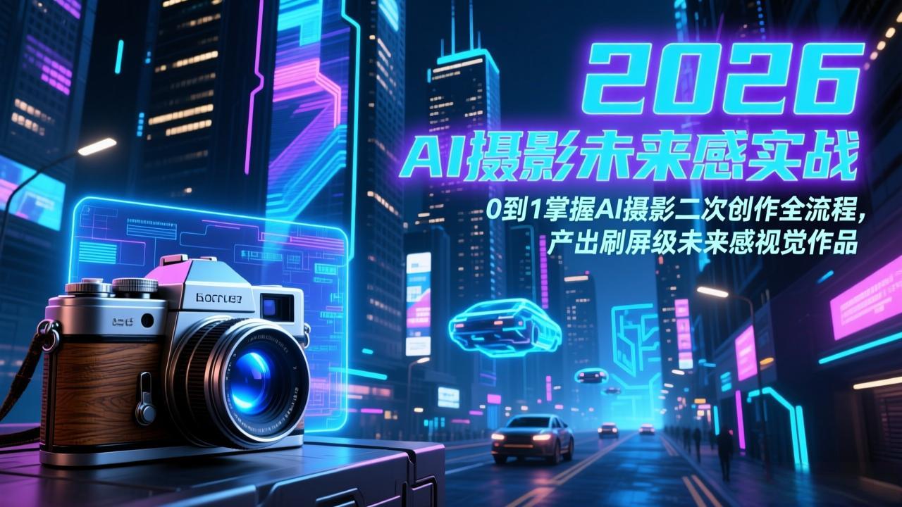 （17584期）2026 AI摄影未来感实战：0到1掌握AI摄影二次创作全流程，产出刷屏级未来感视觉作品_豪客资源创业项目网-豪客资源_豪客资源库