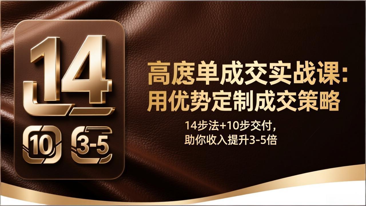 （17572期）高客单成交实战课：用优势定制成交策略，14步法+10步交付，助你收入提升3-5倍_豪客资源创业项目网-豪客资源_豪客资源库