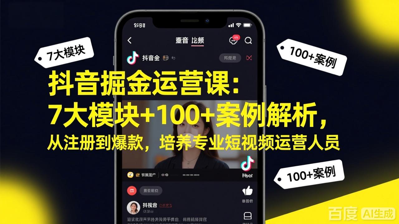 (17573期)抖音掘金运营课:7大模块+100+案例解析,从注册到爆款,培养专业短视频运营人员_豪客资源创业项目网-豪客资源_豪客资源库