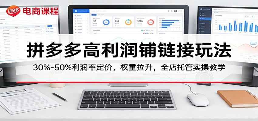 拼多多高利润铺链接玩法：30%–50%利润率定价，权重拉升，全店托管实操教学_豪客资源创业网-豪客资源_豪客资源库
