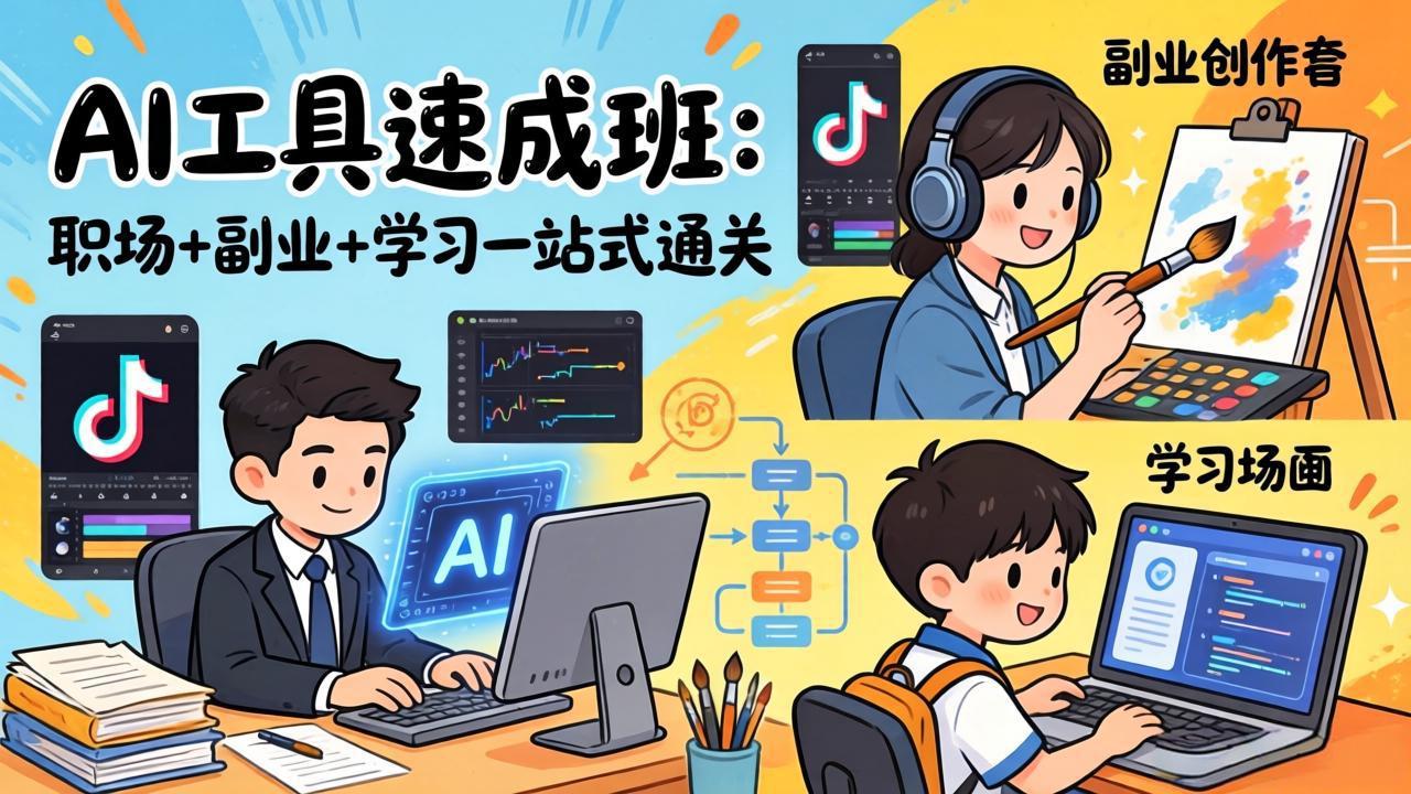 （17650期）AI工具速成班：职场+副业+学习一站式通关，20+爆款类型+剪映技巧+抖音算法，0基础快速上手_豪客资源创业项目网-豪客资源_豪客资源库