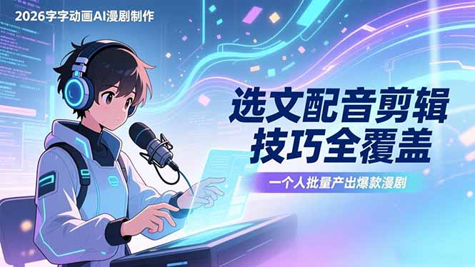 (17477期)2026字字动画AI漫剧制作-1期,选文配音剪辑技巧全覆盖,一个人就能批量产出爆款漫剧_豪客资源创业项目网-豪客资源_豪客资源库
