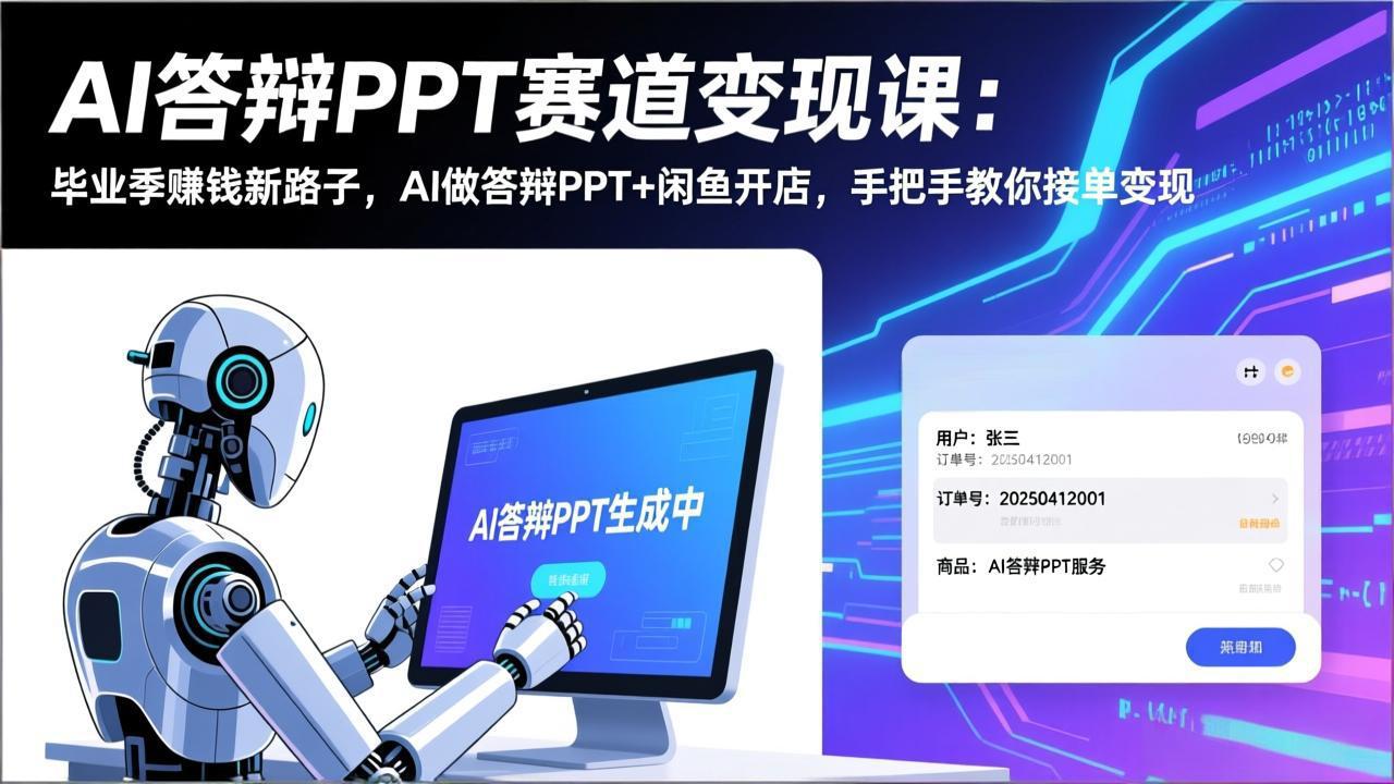 （17546期）AI答辩PPT赛道变现课：毕业季赚钱新路子，AI做答辩PPT+闲鱼开店，手把手教你接单变现_豪客资源创业项目网-豪客资源_豪客资源库