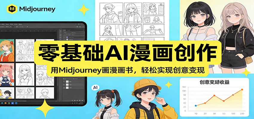 图片[1]-零基础AI漫画创作：用Midjourney画漫画书，轻松实现创意变现_豪客资源创业网-豪客资源