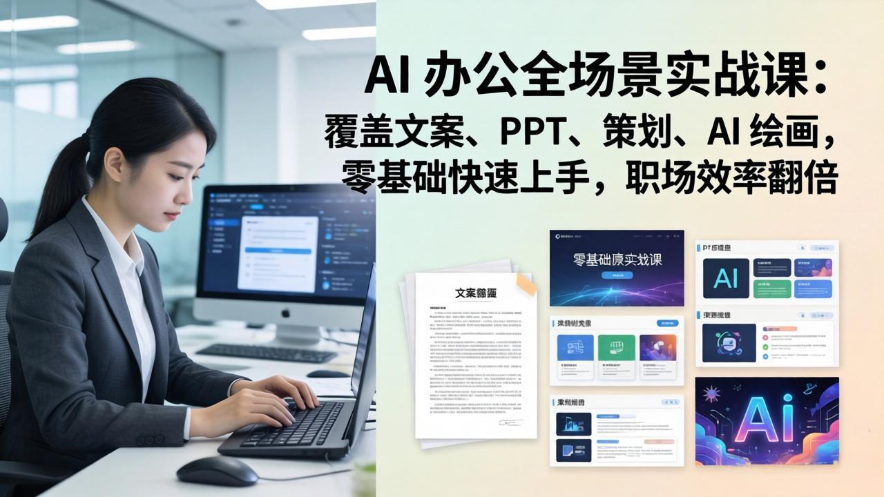(17732期) AI 办公全场景实战课:覆盖文案、PPT、策划、AI 绘画,零基础快速上手,职场效率翻倍_豪客资源创业项目网-豪客资源_豪客资源库