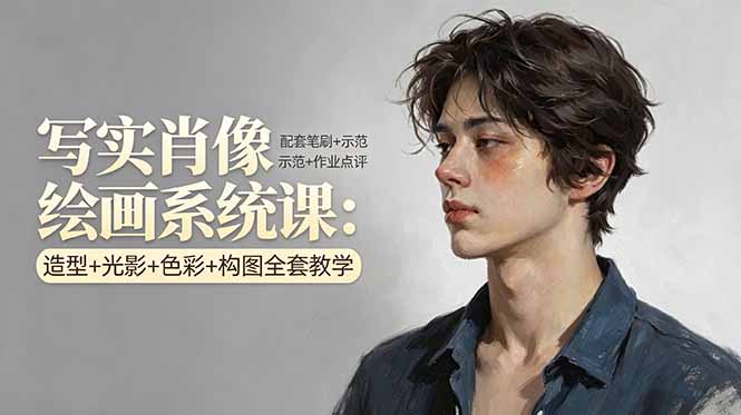 （17967期）写实肖像绘画系统课：造型+光影+色彩+构图全套教学，配套笔刷+示范+作业点评_豪客资源创业项目网-豪客资源_豪客资源库