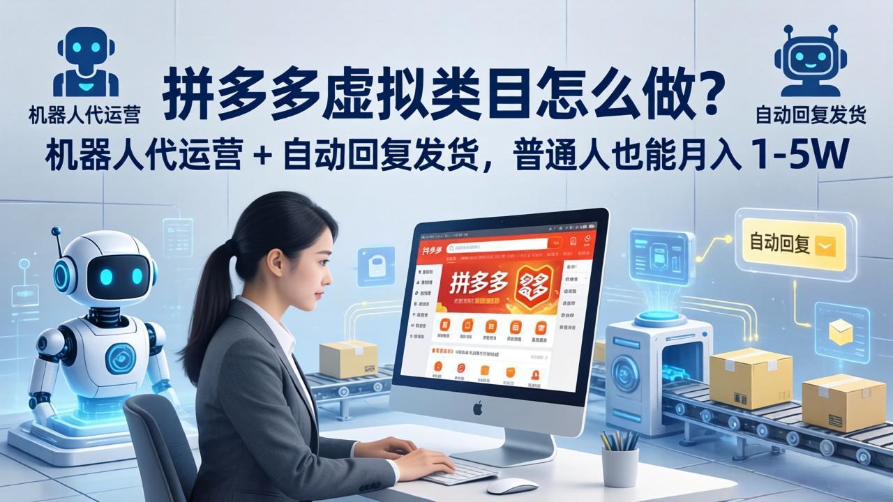 （18111期）拼多多虚拟类目怎么做？机器人代运营 + 自动回复发货，普通人也能月入 1-5W_豪客资源创业项目网-豪客资源_豪客资源库