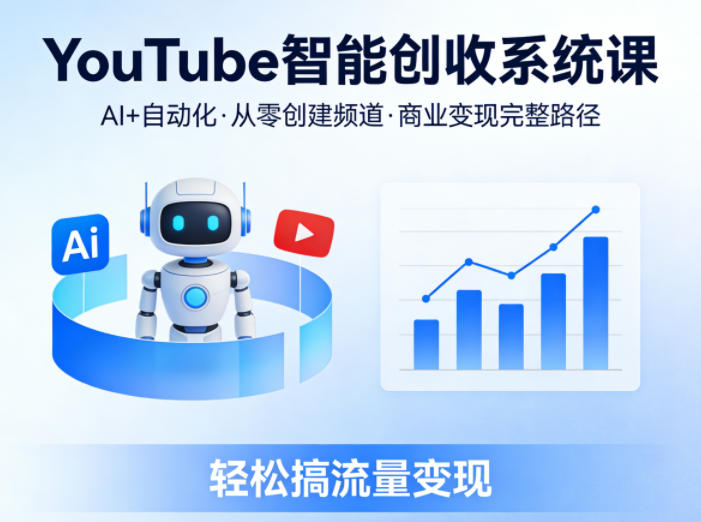 YouTube智能创收系统课，AI+自动化，从零创建YouTube频道并实现商业变现的完整路径，轻松搞流量变现——豪客资源创业项目网-豪客资源_豪客资源库