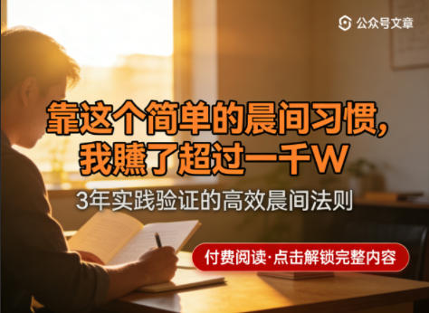 某公众号付费文章:靠这个简单的晨间习惯,我賺了超过一千W——豪客资源创业项目网-豪客资源_豪客资源库