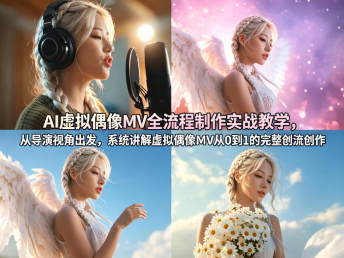 AI虚拟偶像MV全流程制作实战教学，从导演视角出发，系统讲解虚拟偶像MV从0到1的完整创作流程——豪客资源创业项目网-豪客资源_豪客资源库