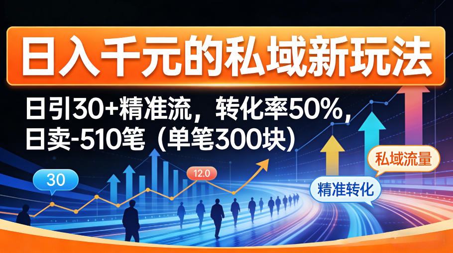 日入千米的私域新玩法：日引30＋精准流，转化率50%，日卖5-10笔（单笔300米）——豪客资源创业项目网-豪客资源_豪客资源库