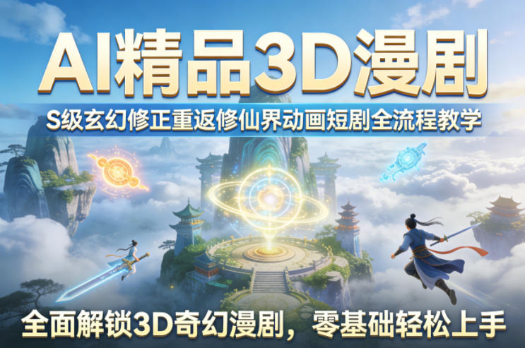 AI精品3D漫剧S级玄幻修正重返修仙界动画短剧全流程教学,全面解锁3D奇幻漫剧,零基础轻松上手——豪客资源创业项目网-豪客资源_豪客资源库
