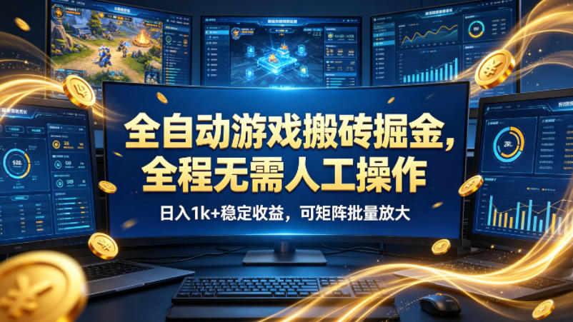 全自动游戏搬砖掘金，全程无需人工操作，日入1k+稳定收益，可矩阵批量放大【揭秘】——豪客资源创业项目网-豪客资源_豪客资源库