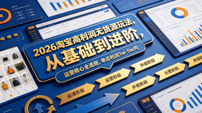 2026淘宝高利润无货源玩法，从基础到进阶，运营核心全流程，单店利润1w-5w内——豪客资源创业项目网-豪客资源_豪客资源库