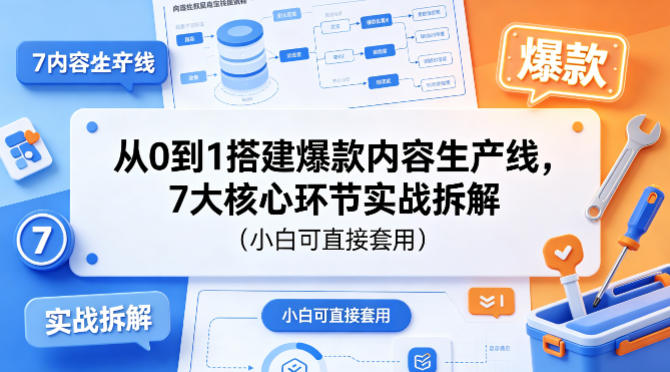 从0到1搭建爆款内容生产线，7大核心环节实战拆解（小白可直接套用）——豪客资源创业项目网-豪客资源_豪客资源库