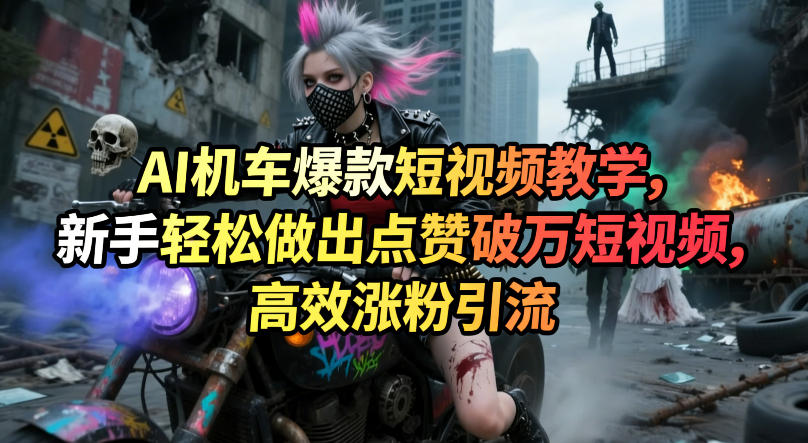 AI机车爆款短视频教学,新手轻松做出点赞破万短视频,高效涨粉引流——豪客资源创业项目网-豪客资源_豪客资源库