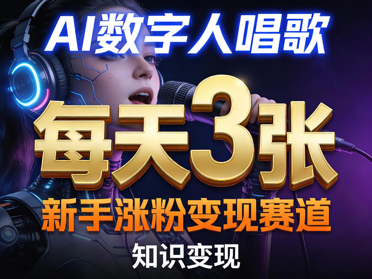 AI数字人唱歌，新手涨粉变现赛道，每天3张和知识付费，副业必备——豪客资源创业项目网-豪客资源_豪客资源库