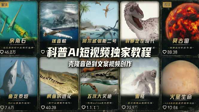 （18016期） 科普造物主AI短视频独家教程：从软件安装、壳隆音色到文案视频创作，零基础快速做爆款_豪客资源创业项目网-豪客资源_豪客资源库