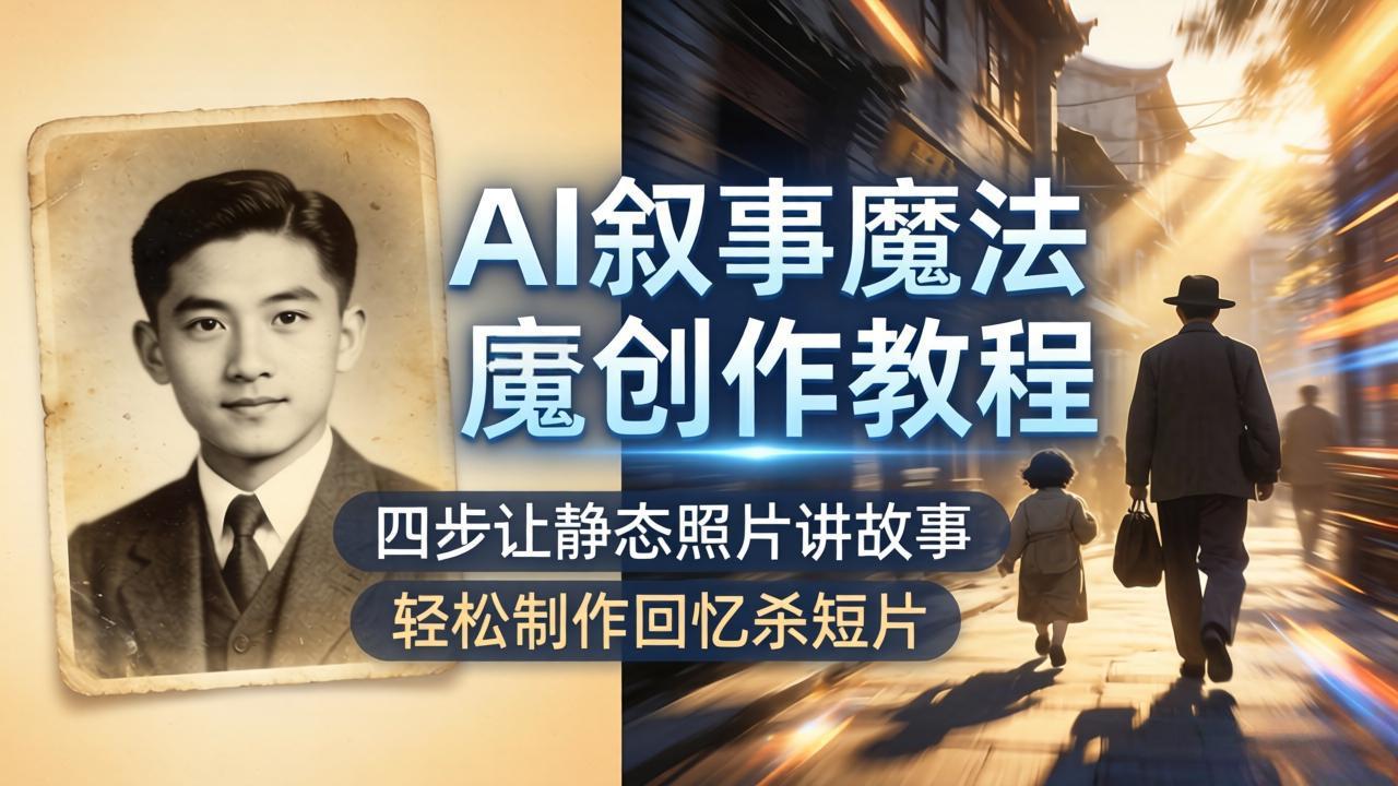 （18208期）AI叙事魔法创作教程，四步让静态照片讲故事，老照片修复加动态特效，轻松制作回忆杀短片_豪客资源创业项目网-豪客资源_豪客资源库