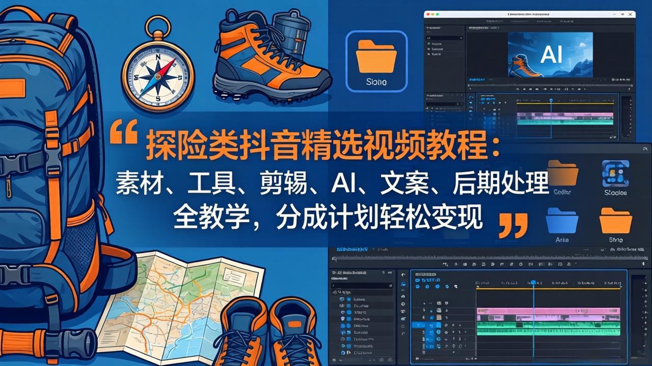 （17994期）探险类抖音精选视频教程：素材、工具、剪辑、AI、文案、后期处理全教学，分成计划轻松变现_豪客资源创业项目网-豪客资源_豪客资源库