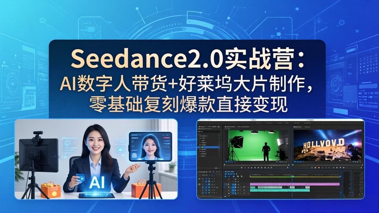 （18238期）Seedance2.0实战营：AI数字人带货+好莱坞大片制作，零基础复刻爆款直接变现_豪客资源创业项目网-豪客资源_豪客资源库