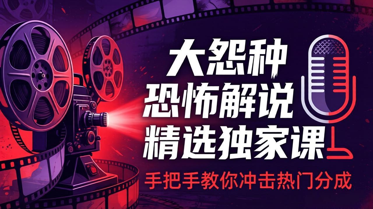 图片[1]-（17920期）大怨种恐怖解说精选独家课：电影下载+文案配音+片头封面，手把手教你冲击热门分成_豪客资源创业项目网-豪客资源
