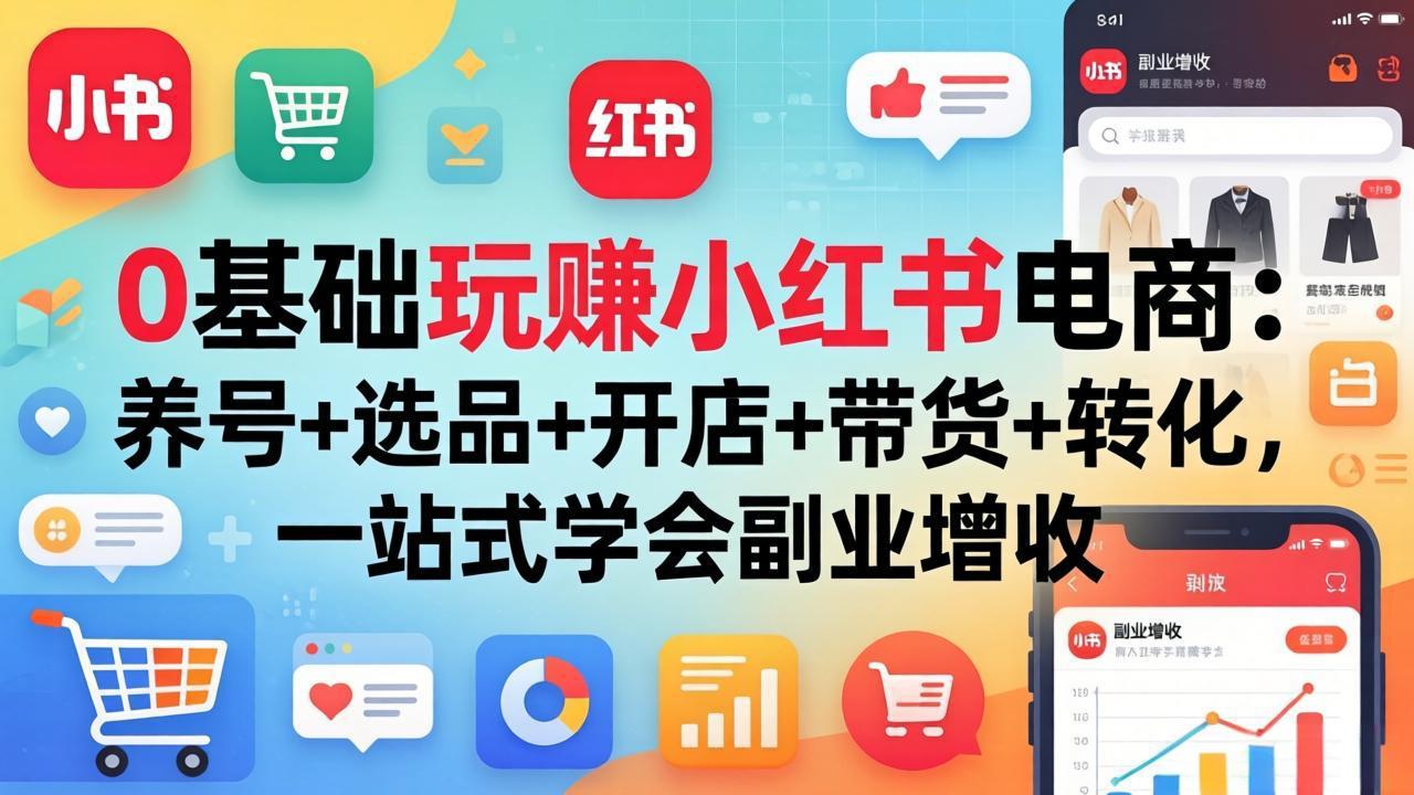 （17949期）0基础玩赚小红书电商：养号+选品+开店+带货+转化，一站式学会副业增收_豪客资源创业项目网-豪客资源_豪客资源库