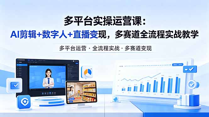 （18131期）某团队多平台实操运营课-更新26年4月20：AI剪辑+数字人+直播变现，多赛道全流程实战教学_豪客资源创业项目网-豪客资源_豪客资源库