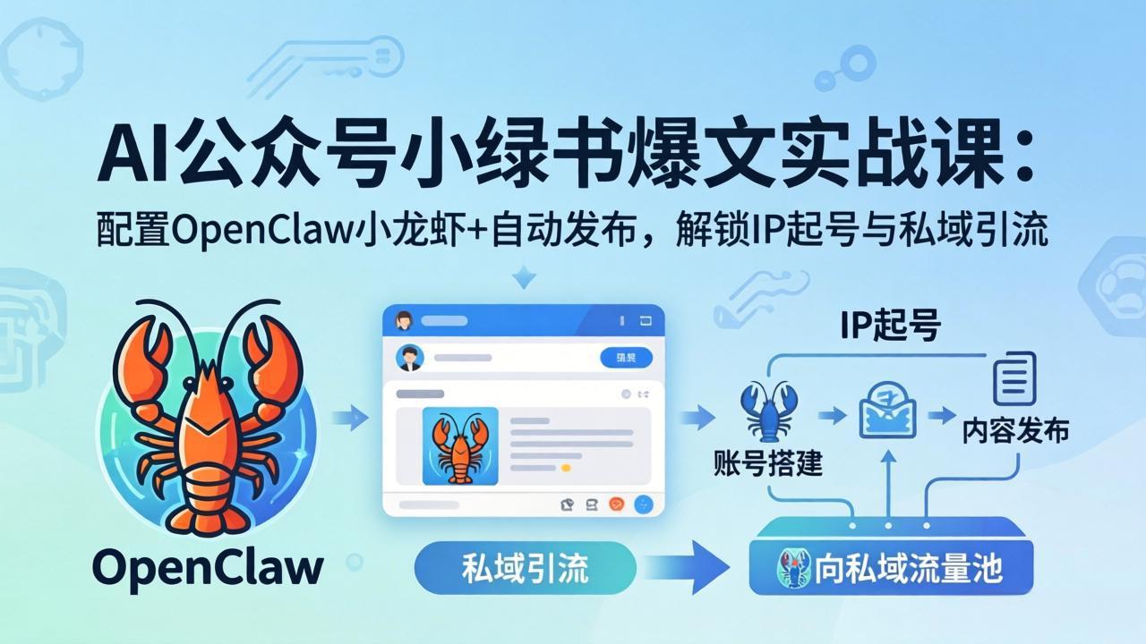 （18132期）AI公众号小绿书变现实战课：小绿书爆文写作+OpenClaw自动发布，解锁IP起号与私域引流_豪客资源创业项目网-豪客资源_豪客资源库