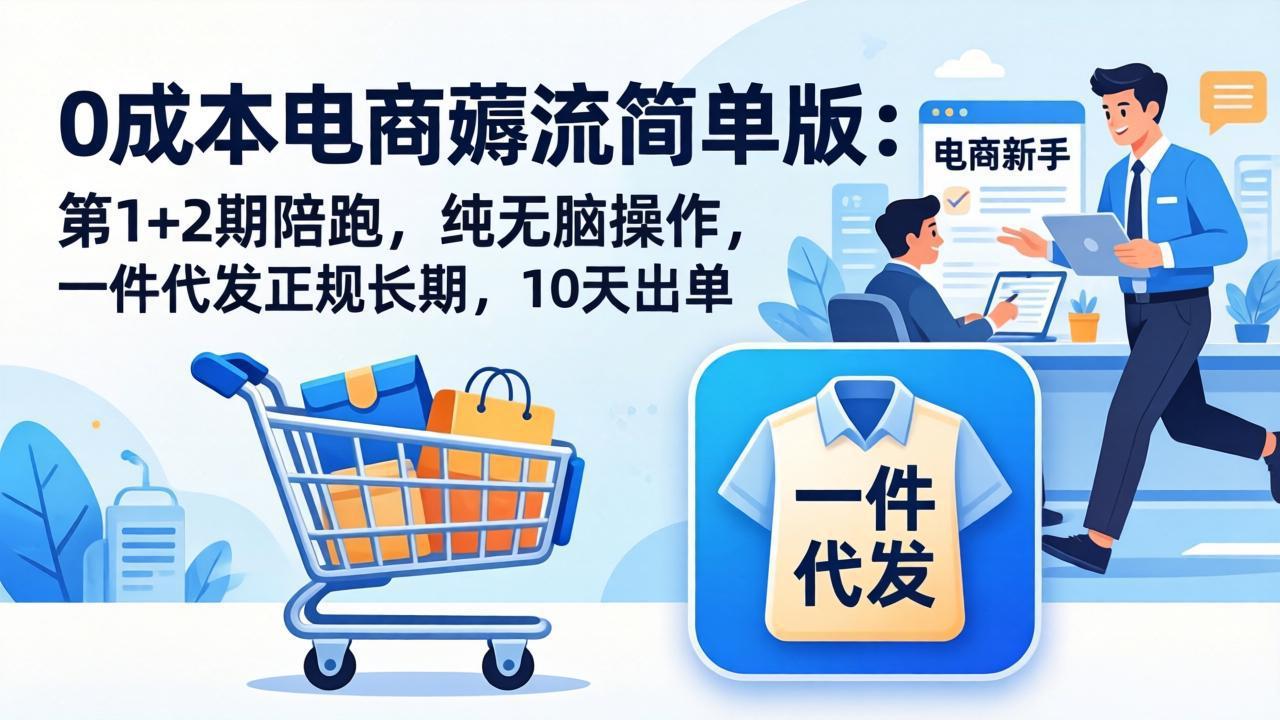 （17880期）0成本电商薅流简单版：第1+2期陪跑，纯无脑操作，一件代发正规长期，10天出单_豪客资源创业项目网-豪客资源_豪客资源库
