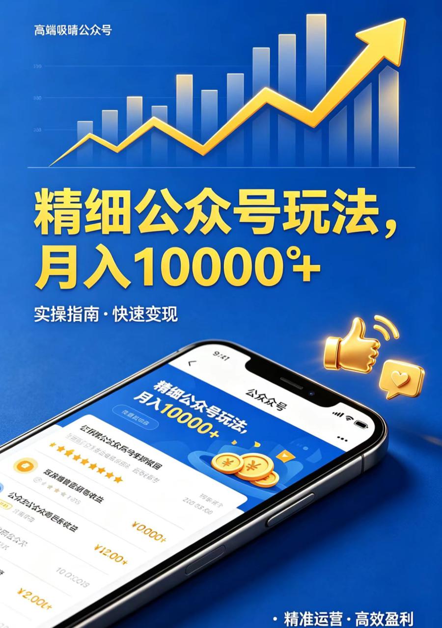（18283期）精细公众号玩法，月入10000+，实操指南，快速变现_豪客资源创业项目网-豪客资源_豪客资源库