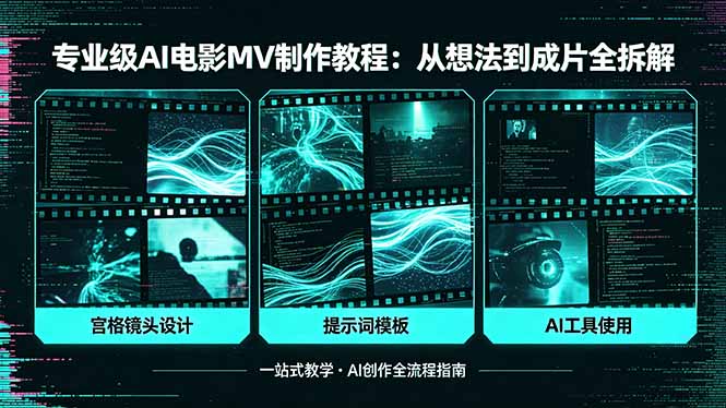 （18295期）专业级AI电影MV制作教程，从想法到成片全拆解，宫格镜头+提示词模板+AI工具一站式教学_豪客资源创业项目网-豪客资源_豪客资源库